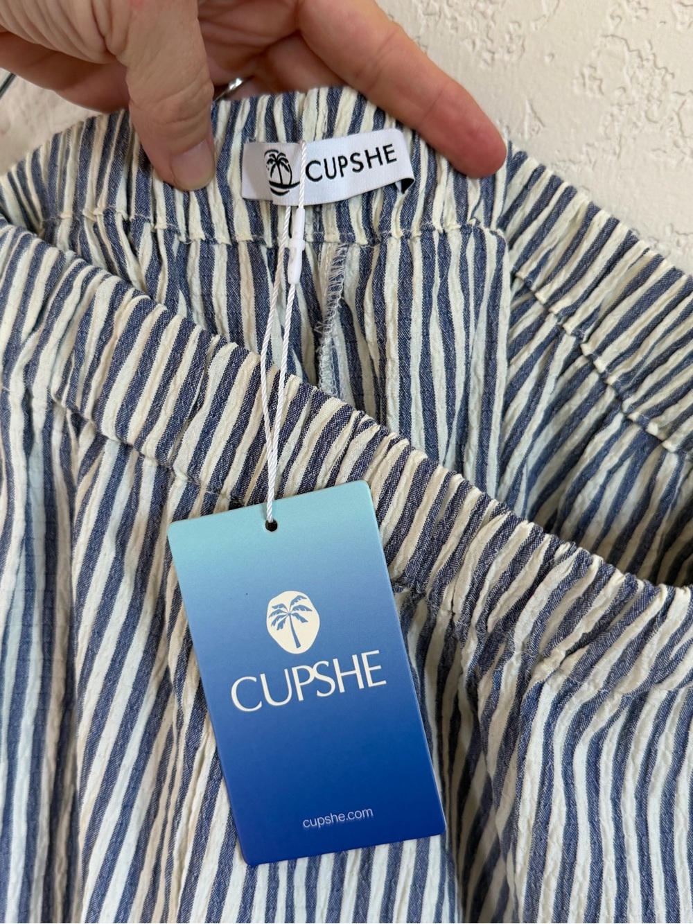 Cupshe Light-weight Navy & White Striped Casual Shorts - Picture 6 of 10